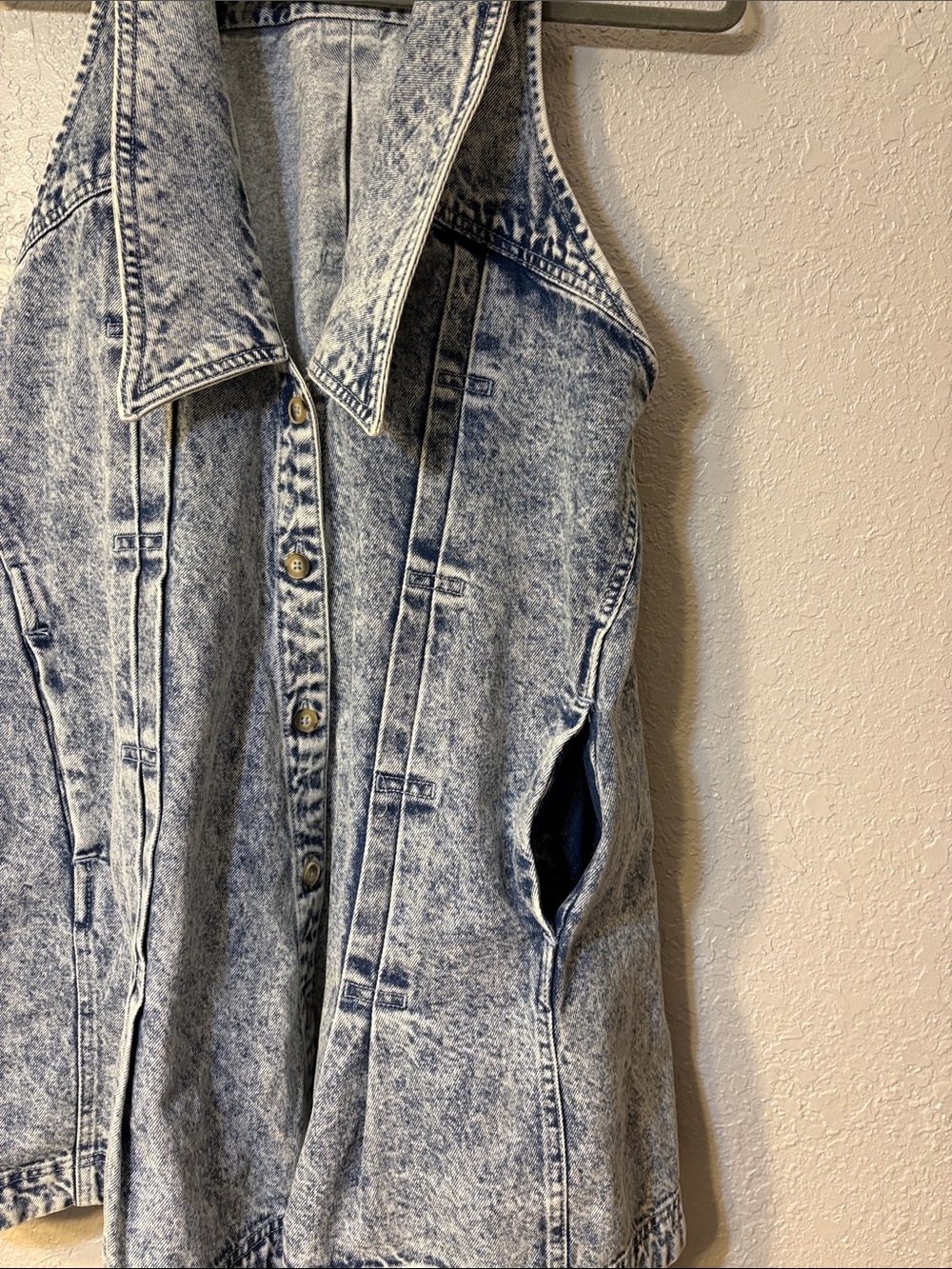 Free People Acid-Wash Denim Vest in Light Blue - Picture 4 of 7